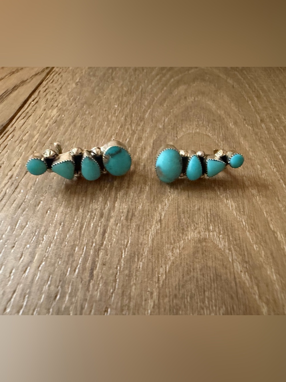 Turquoise Teardrop Cluster Stud Ear climbers